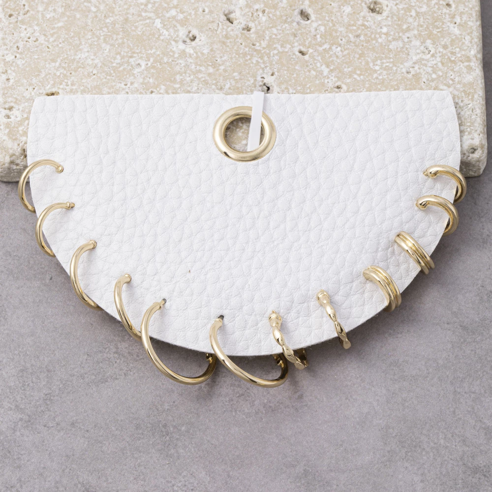 Six Pair Textured Open Hoop Earring Set