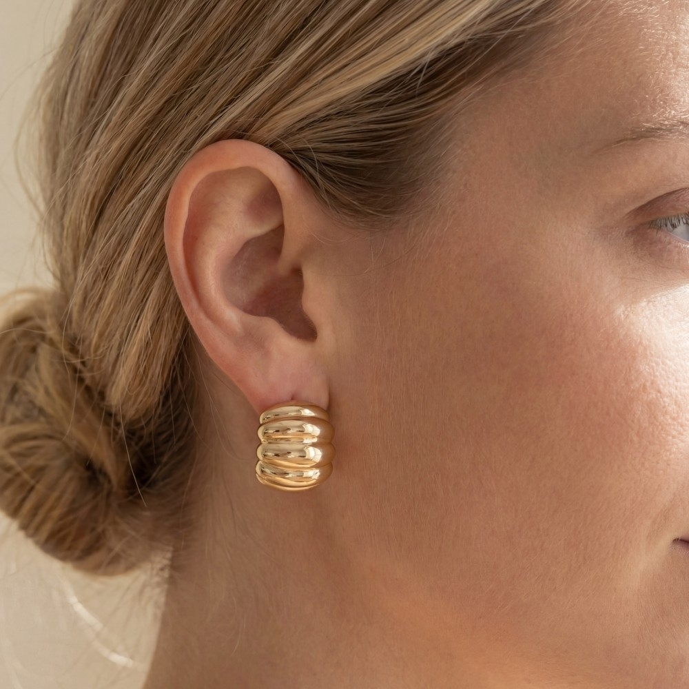 Mini Ridged C Hoop Earrings