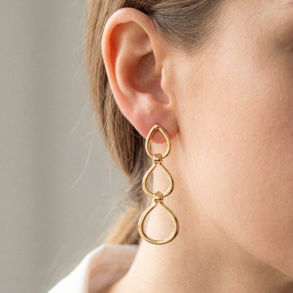 Three Layered Circle Drop Earrings