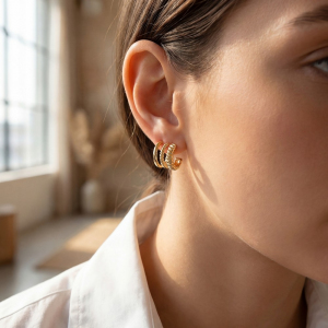 Wide Layered Mini Hoop Earrings