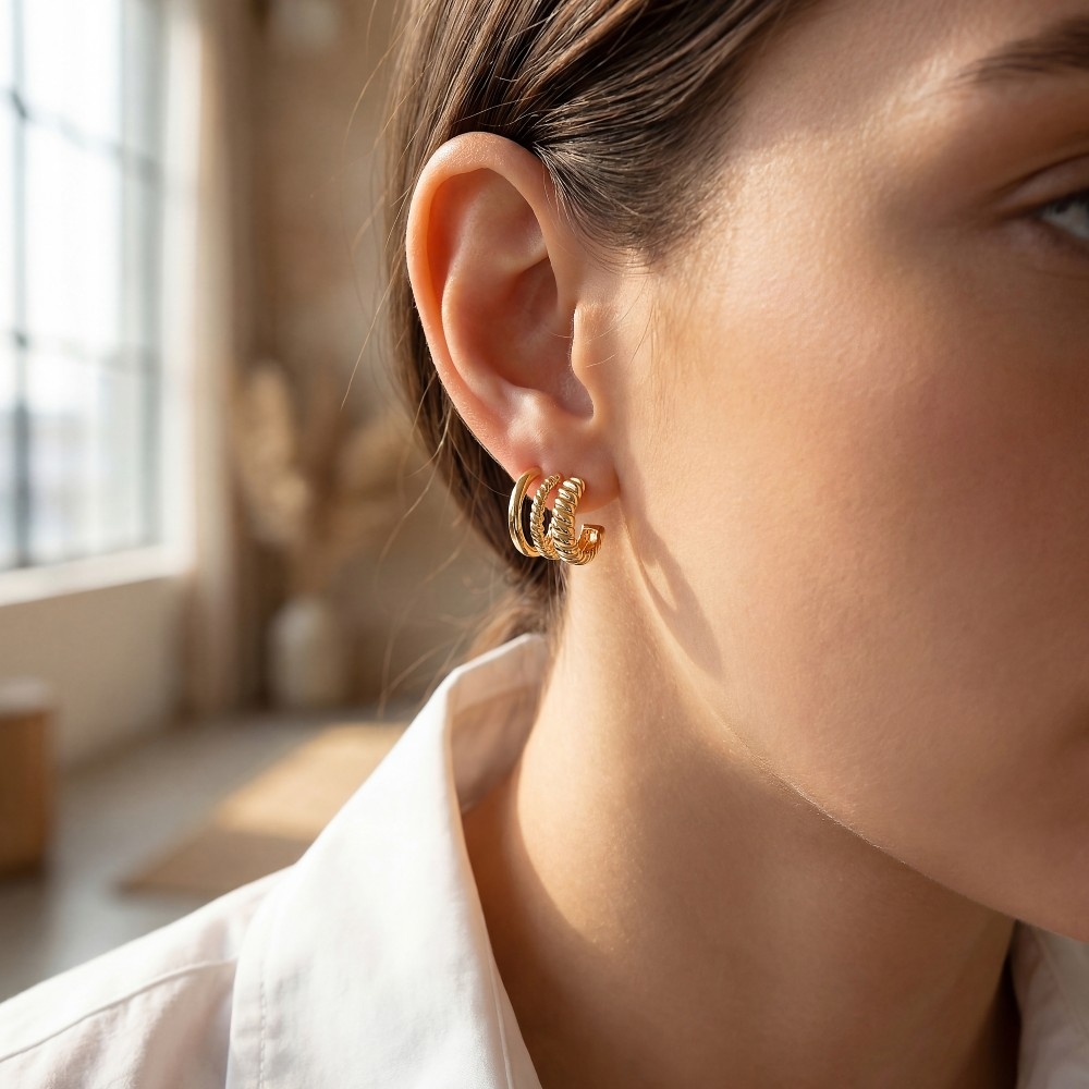 Wide Layered Mini Hoop Earrings