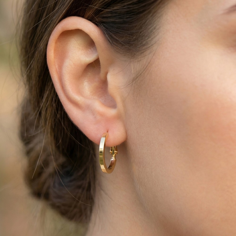 Small Flat Sided Latch Hoop Earrings