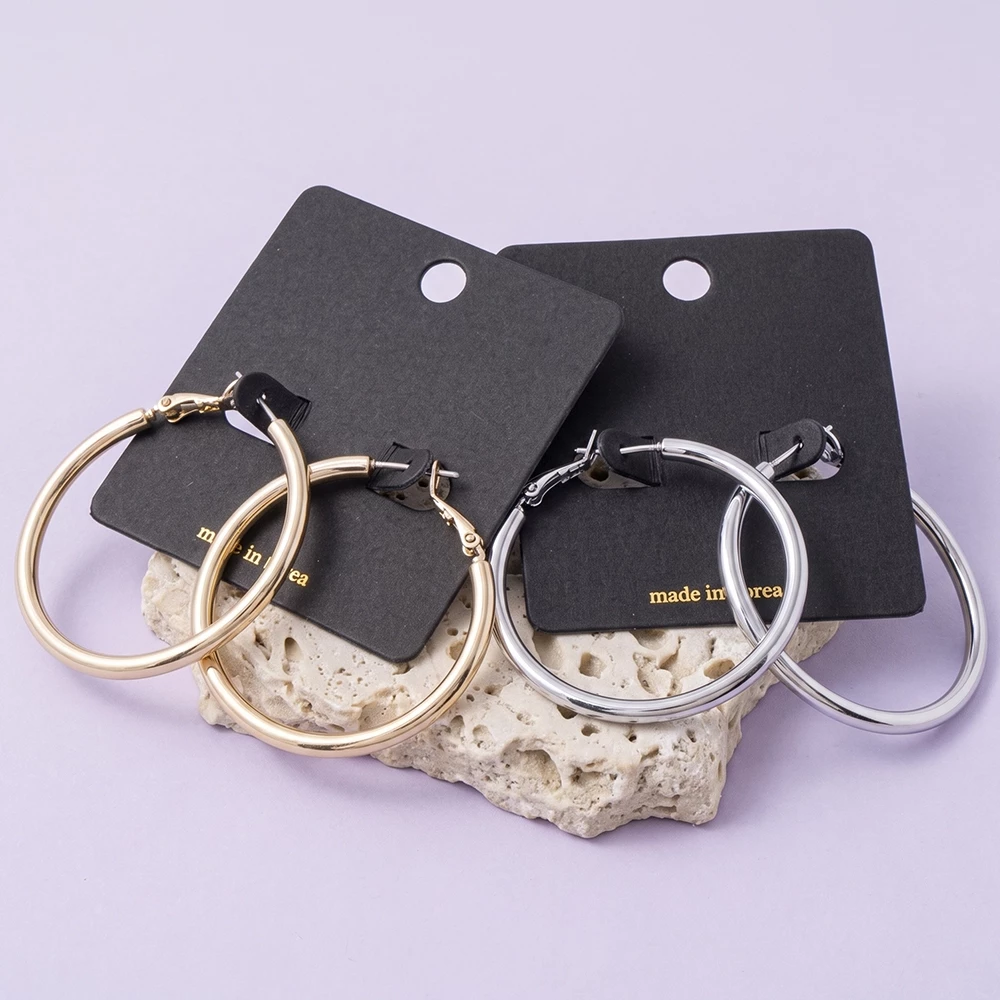 Large Polished Tube Hoop Earrings