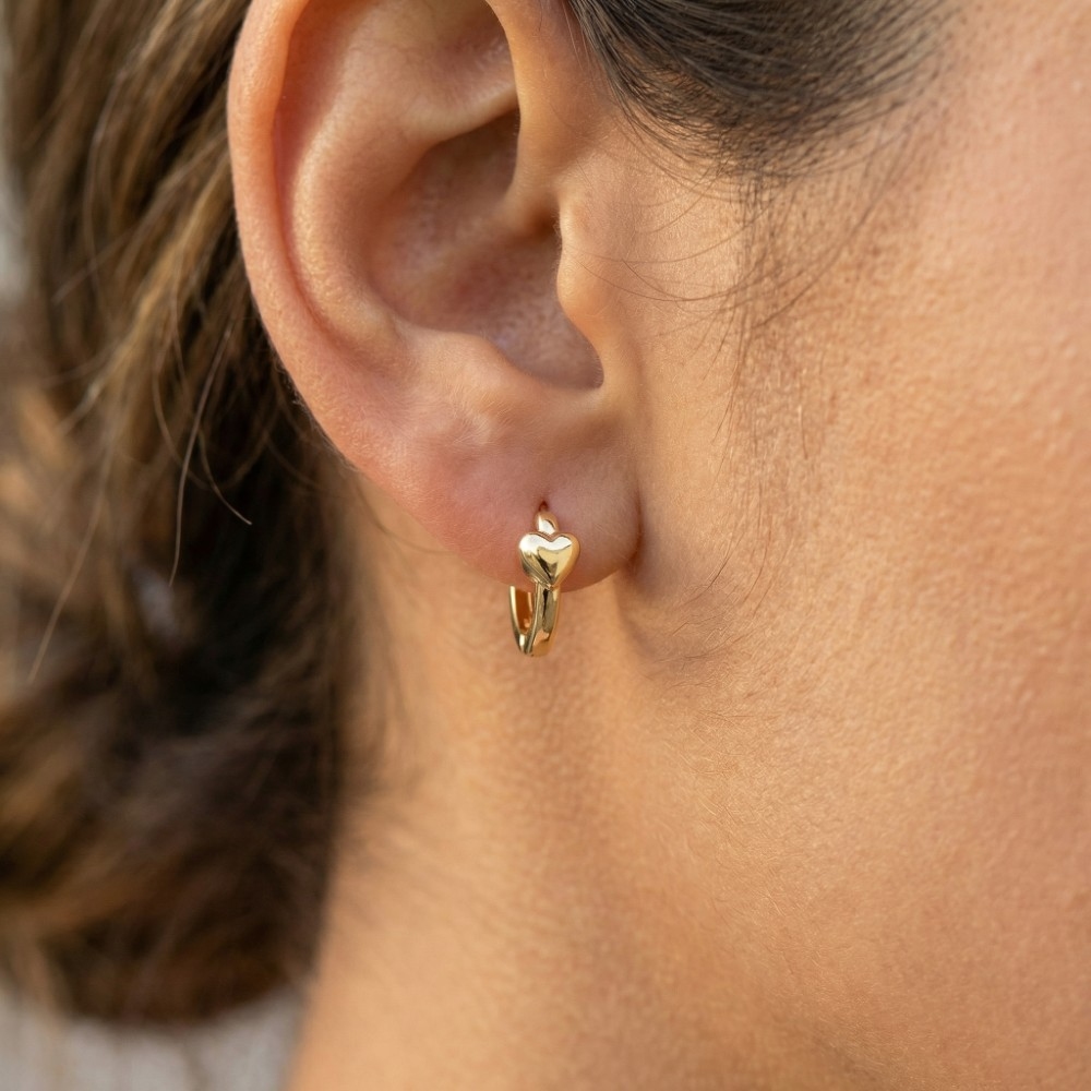 Mini Heart Hinge Hoop Earrings