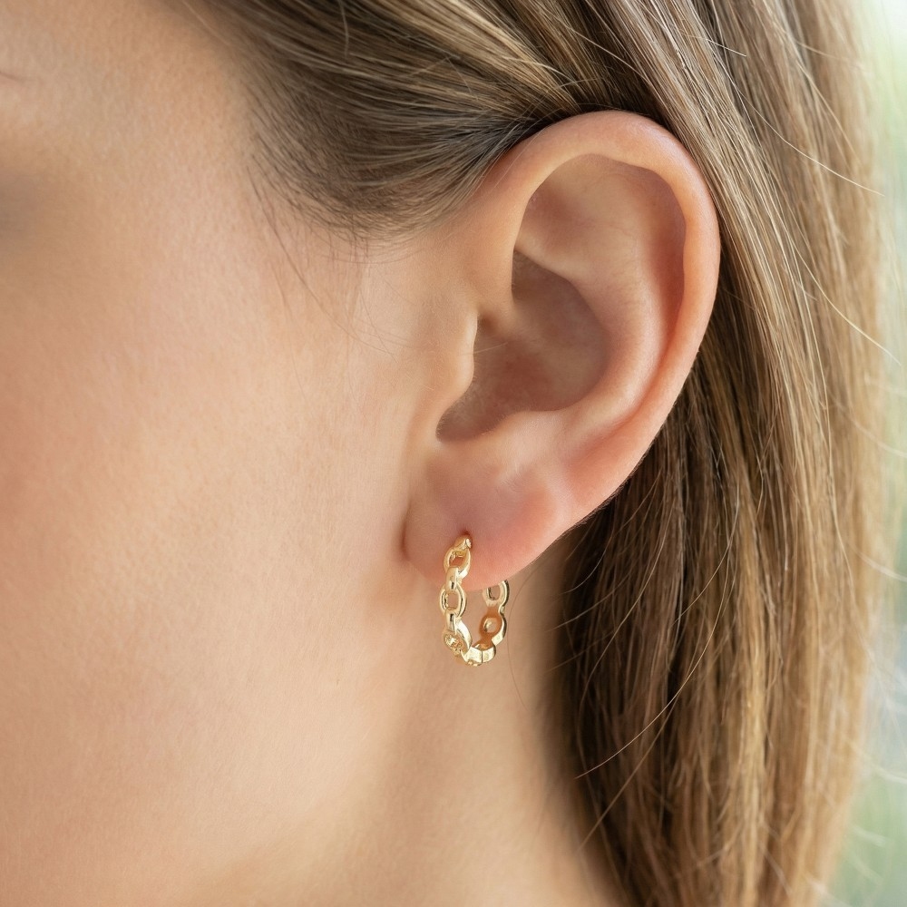 Solid Mini Chain Hinge Hoop Earrings