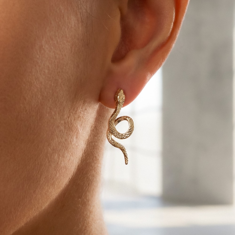Metallic Coiled Snake Stud Earrings