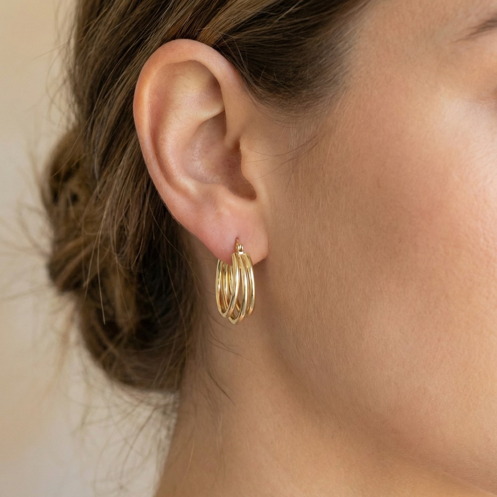 Layered Ovals Latch Hoop Earrings