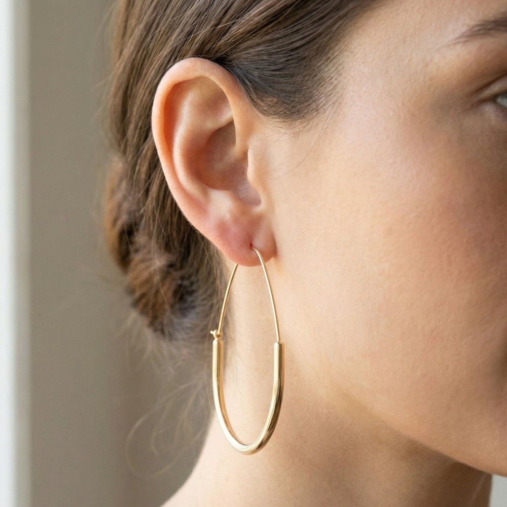 Large Teardrop Shape Hoop Earrings