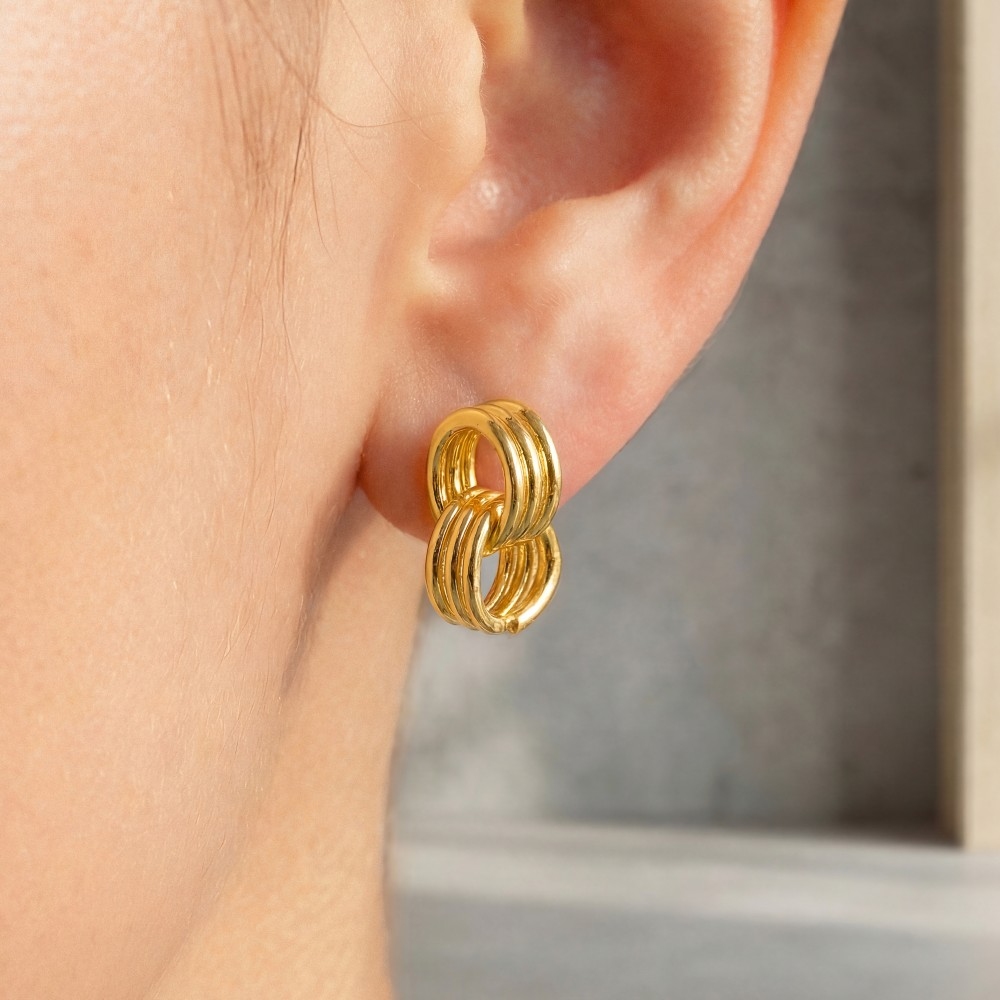 Gold Dipped Mini Hoop Knot Stud Earrings