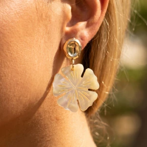 Mother Of Pearl Flower Drop Earrings