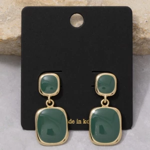 Double Cushion Colored Stone Drop Earrings