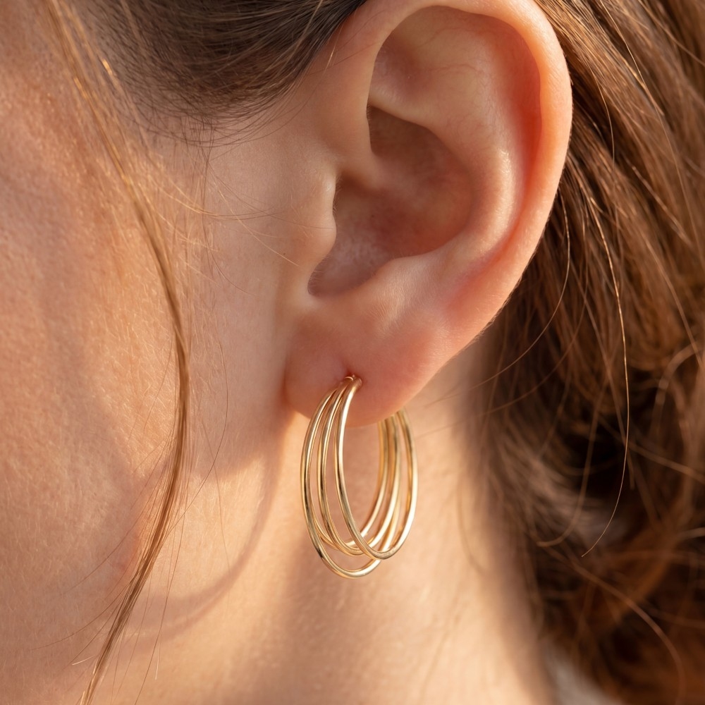 Triple Strand Hoop Earrings