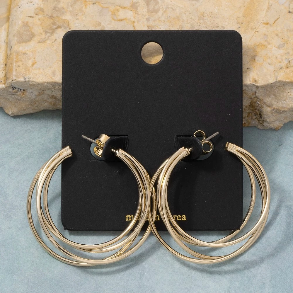 Triple Strand Layered Hoop Earrings