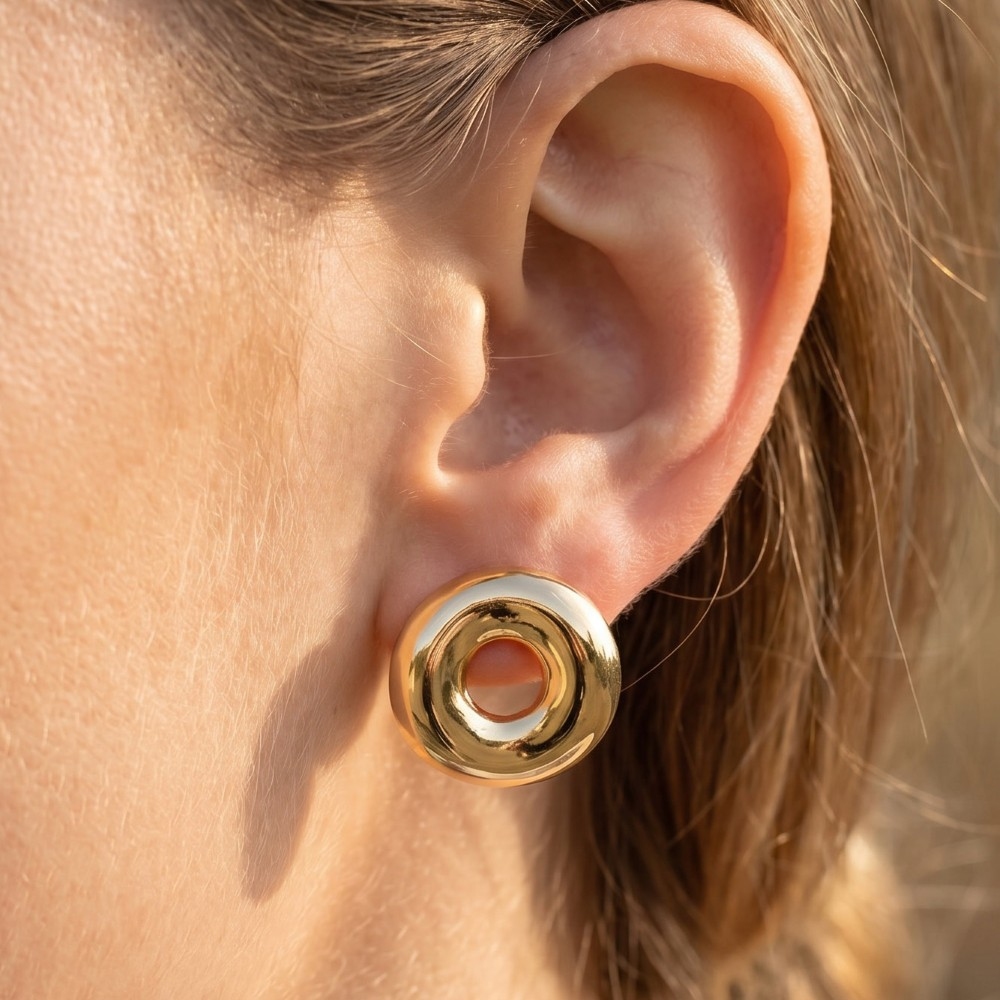 Open Circle Donut Stud Earrings