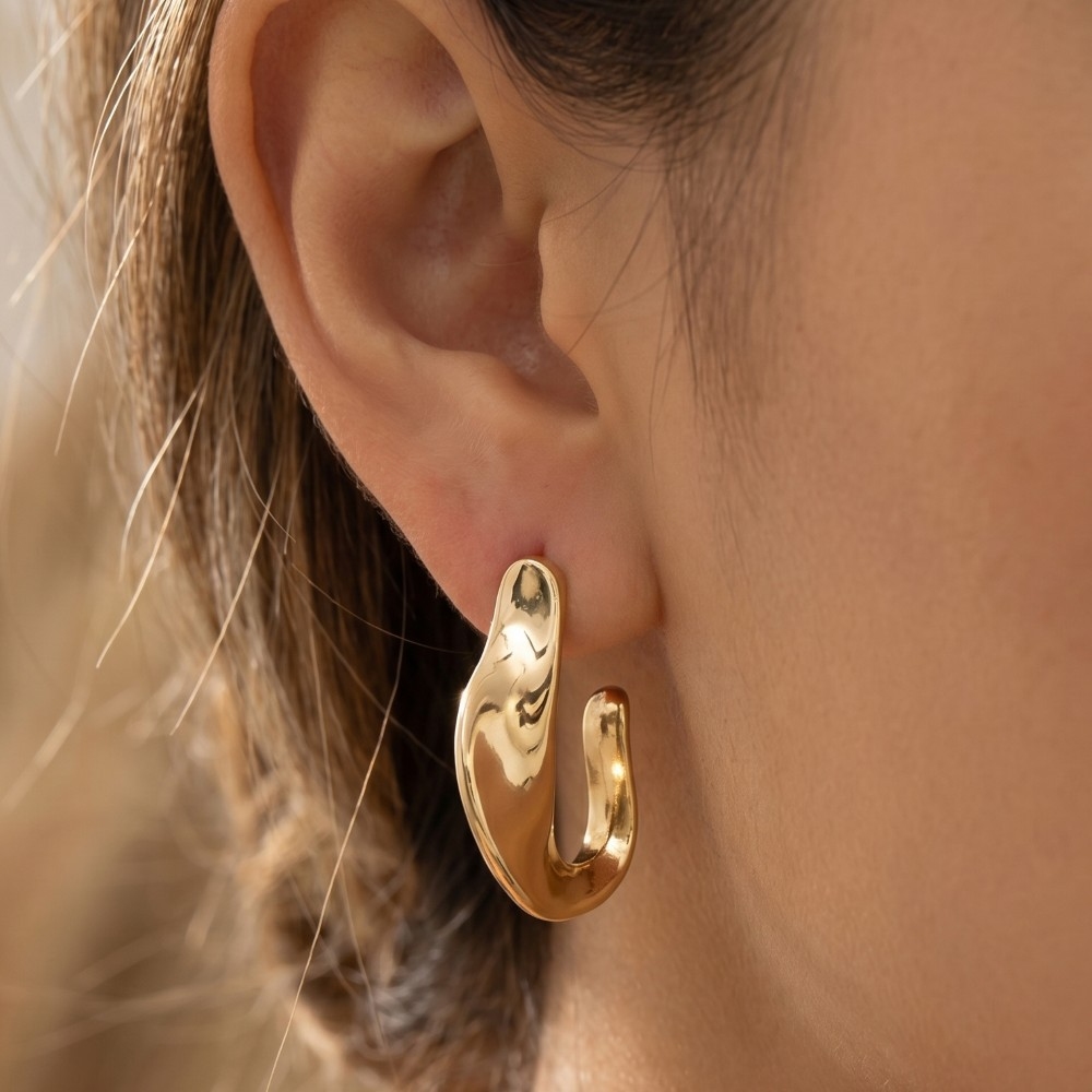 Molten Wave Open Hoop Earrings