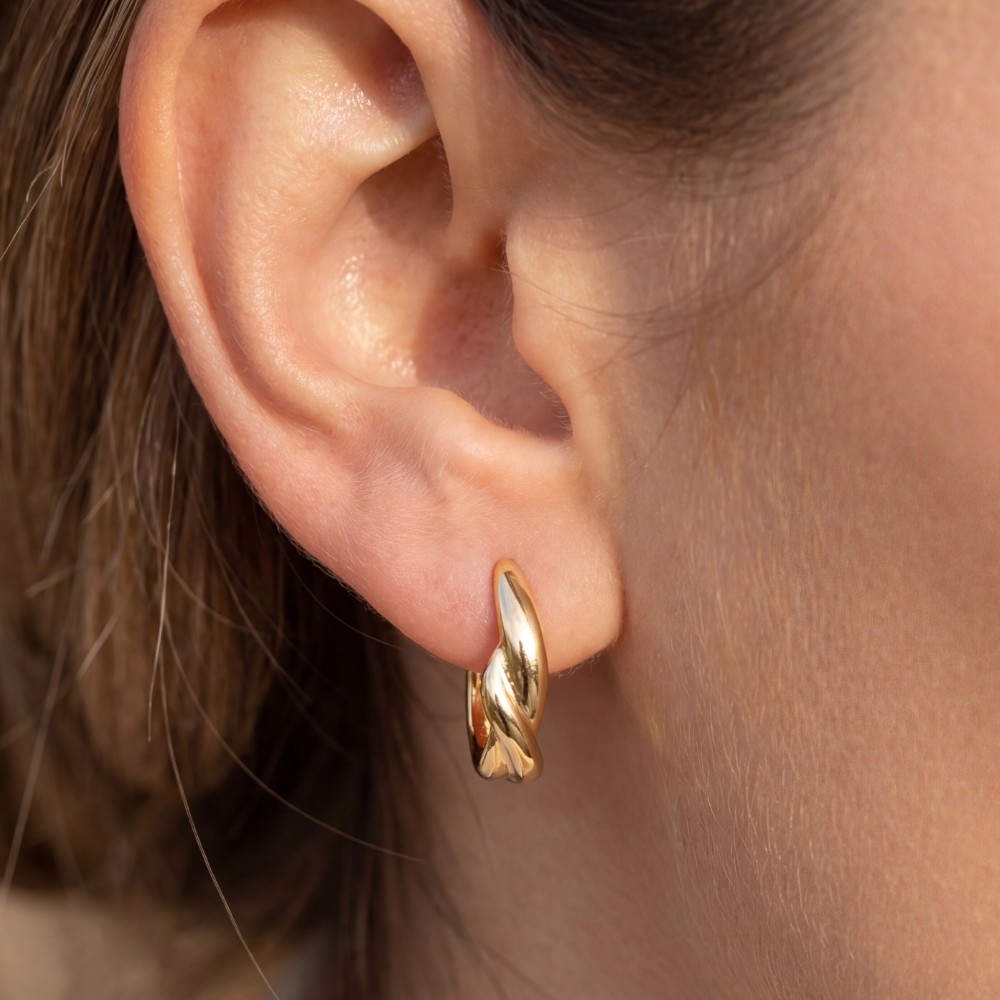 Twisted Knot Huggie Hoop Earrings