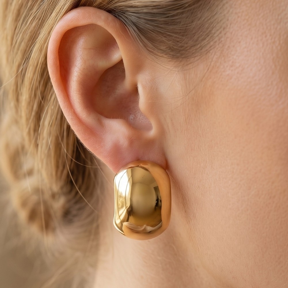 Large Puffy Dome Stud Earrings