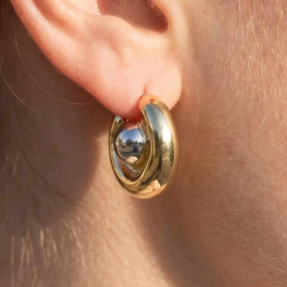 Two-Tone Chunky Hoop Earrings