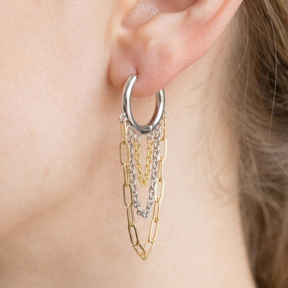 Cascading Chain Link Drop Huggie Earrings