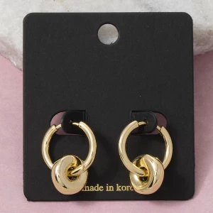 Gold Hoop Earrings With Knot Charm Drop