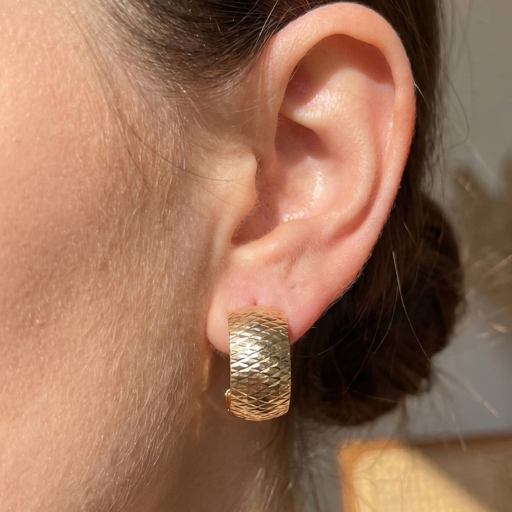 Woven Textured Wide Huggie Earrings