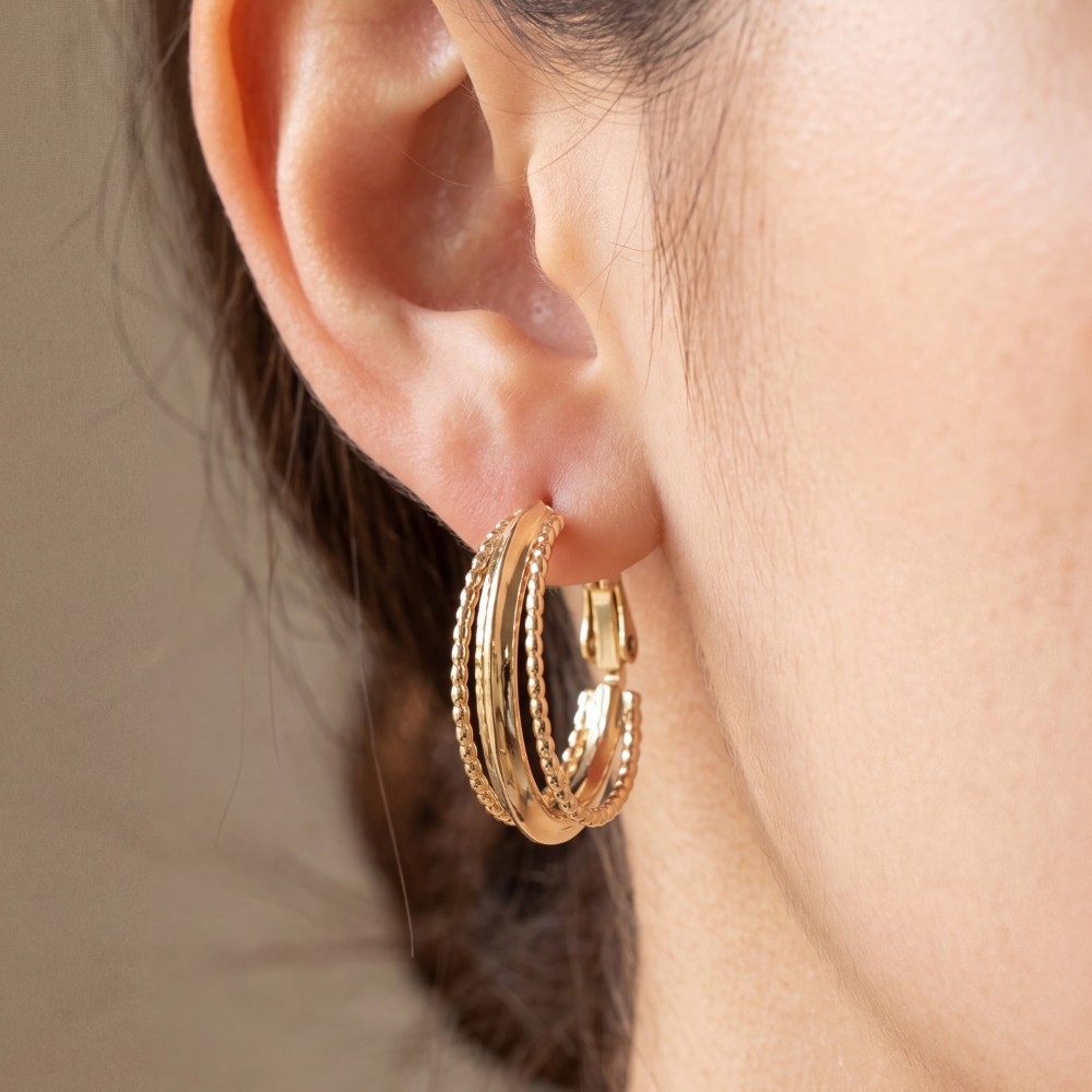 Multi-Band Twisted Huggie Hoop Earrings