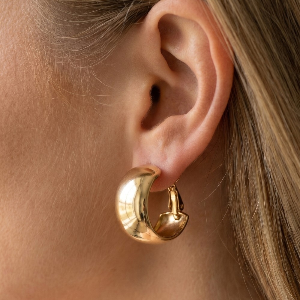Wide Dome Huggie Hoop Earrings