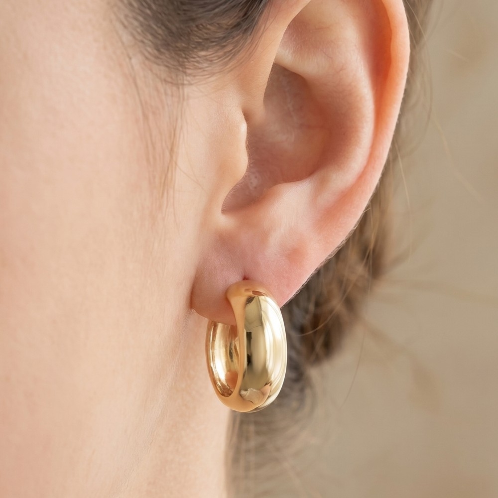 Chunky Wide Dome Huggie Hoop Earrings