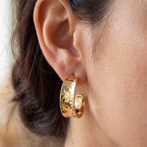 Hammered Wide Band Hoop Earrings