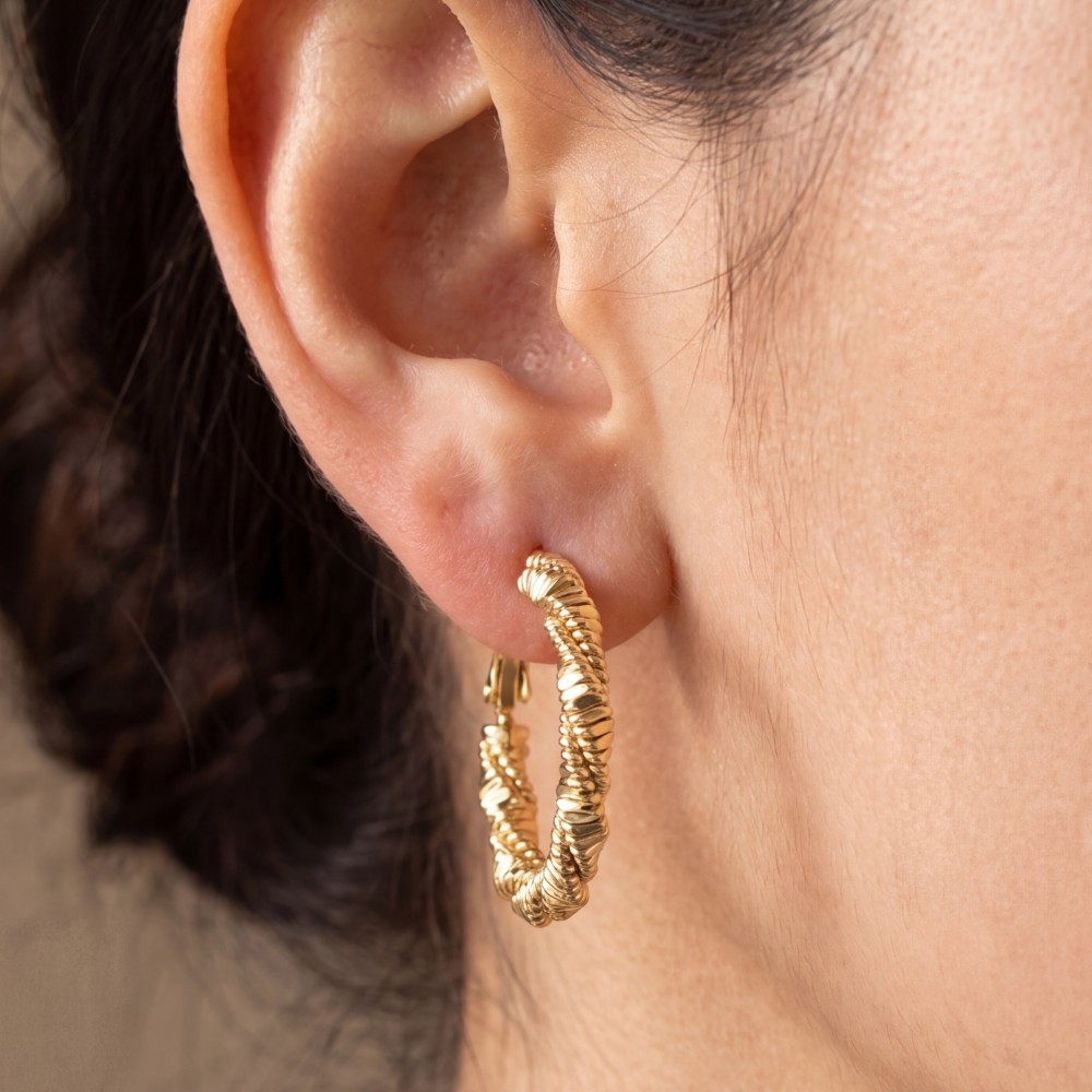 Coiled Spring Twisted Large Hoop Earrings