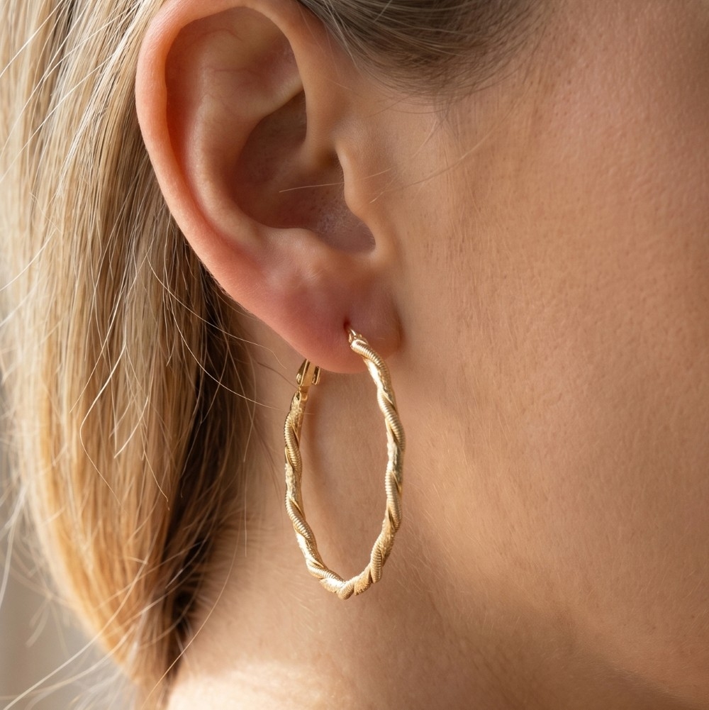 Fine Twisted Rope Large Hoop Earrings