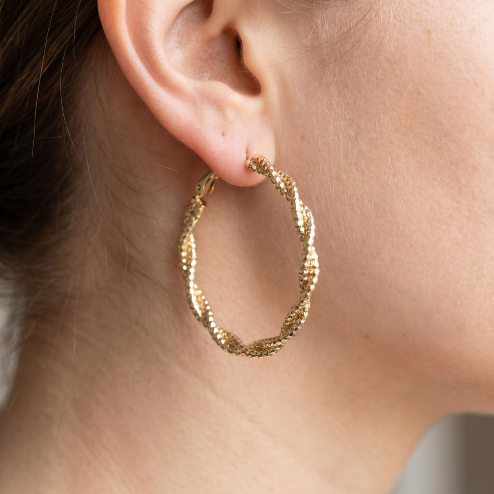 Twisted Rope Texture Statement Hoop Earrings