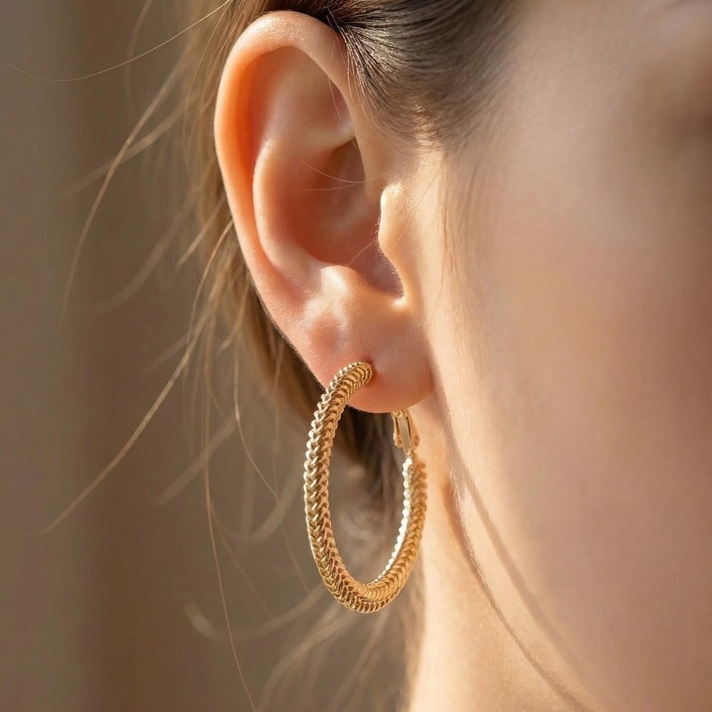 Chunky Braided Rope Large Hoop Earrings