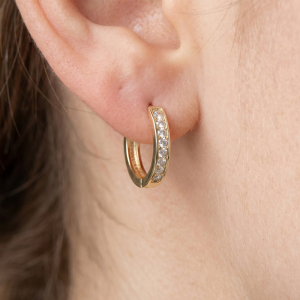 Mismatched Cz Pave And Smooth Huggie Earrings
