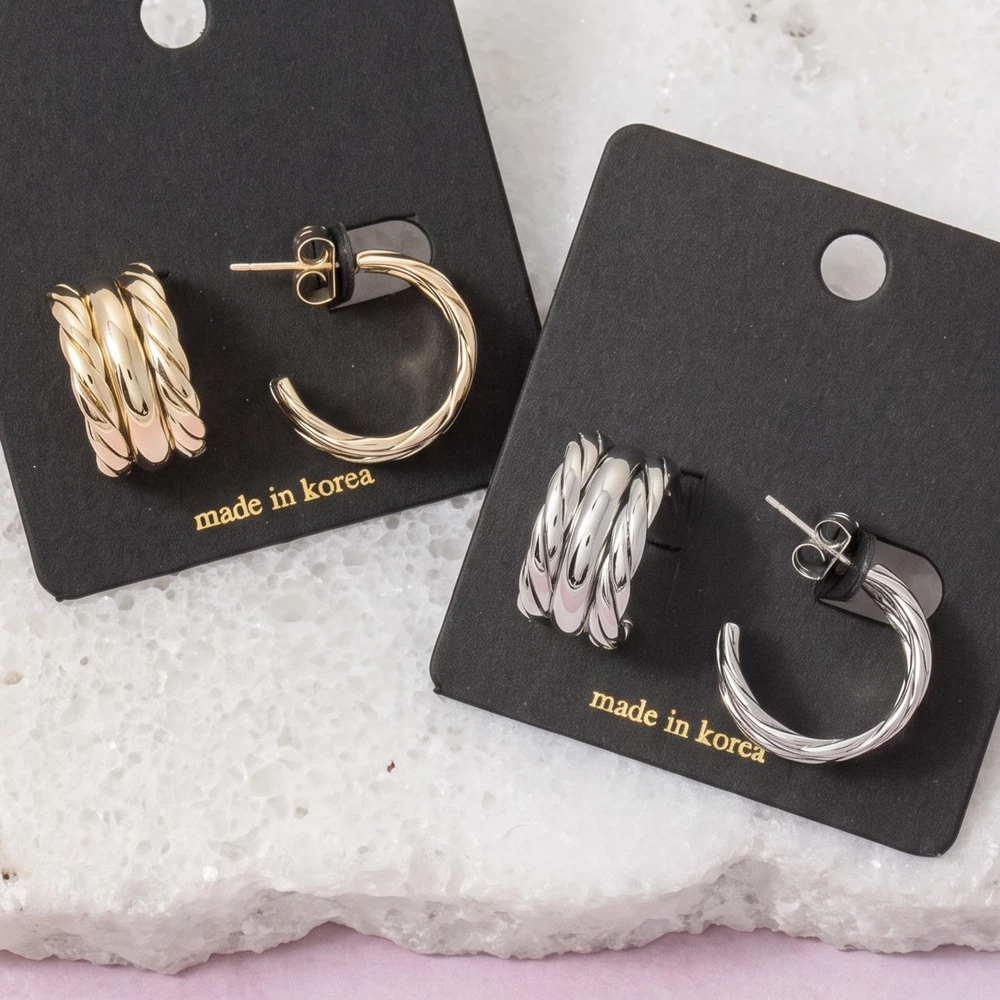 Triple Twisted Rope Chunky Hoop Earrings