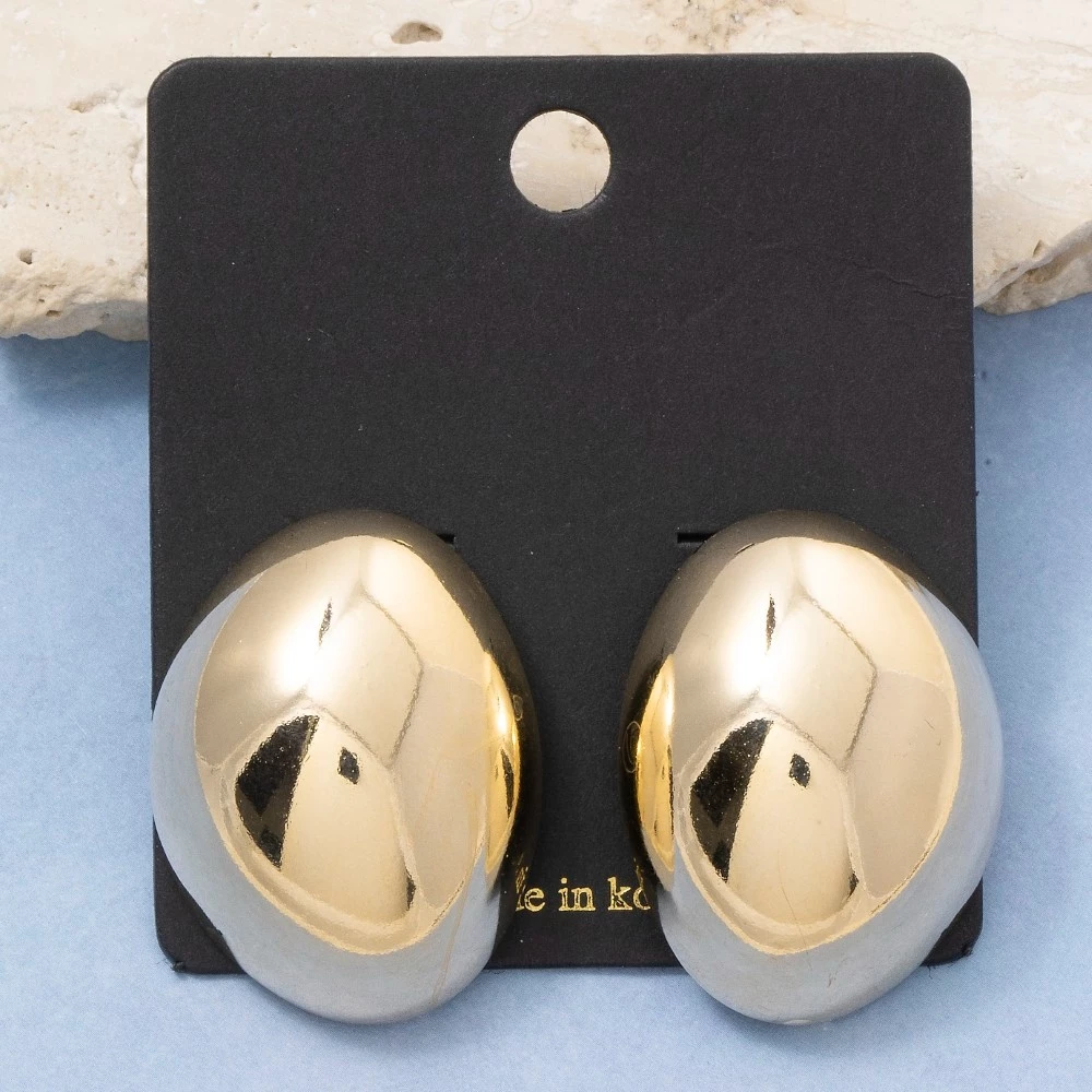 Polished Dome Oval Minimalist Stud Earrings