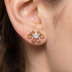 Cz Butterfly Outline Crystal Stud Earrings