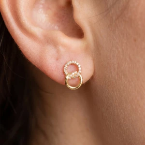 18K Gold Dipped Cz Double Oval Drop Earrings