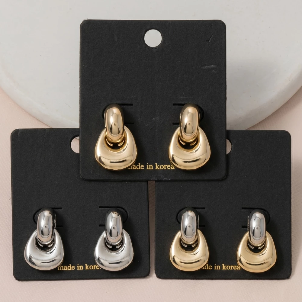 Chunky Puffy Doorknocker Drop Earrings