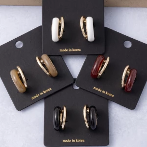 Glossy Double Arc Open Hoop Earrings