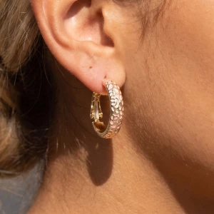 Hammered Texture Chunky Click Top Hoop Earrings
