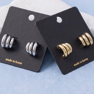 Chunky Triple Tube Hoop Earrings