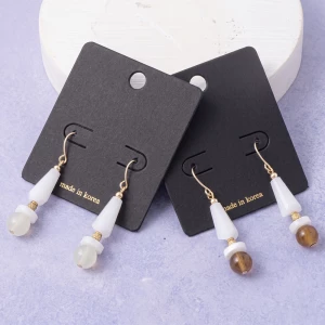 Jade Cone And Round Stone Bead Drop Earrings