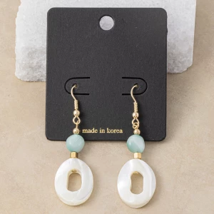 Stone Bead And Shell Ring Drop Earrings