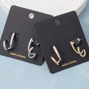 Split Double Wire Open Huggie Hoop Earrings