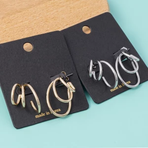 Triple Wire Cluster Open Hoop Earrings