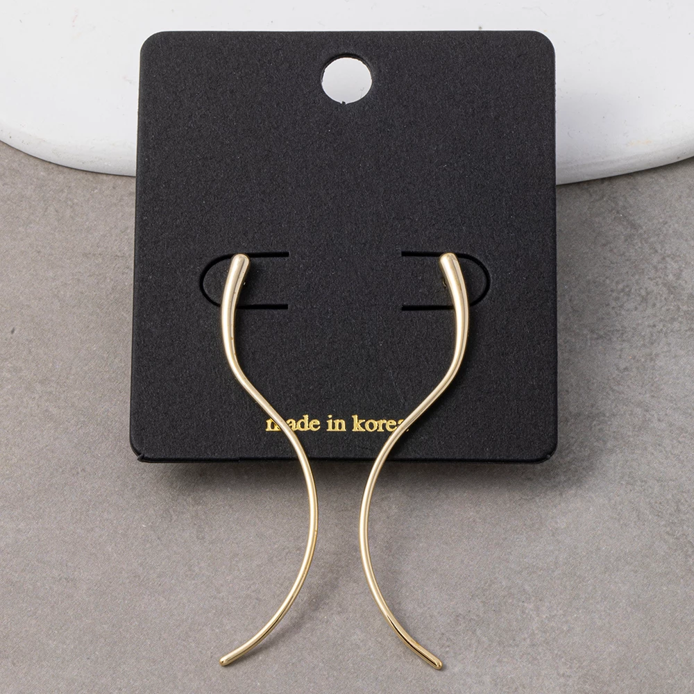 Sculptural Curved S Wire Drop Earrings
