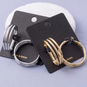 Polished Triple Bar Open Hoop Earrings
