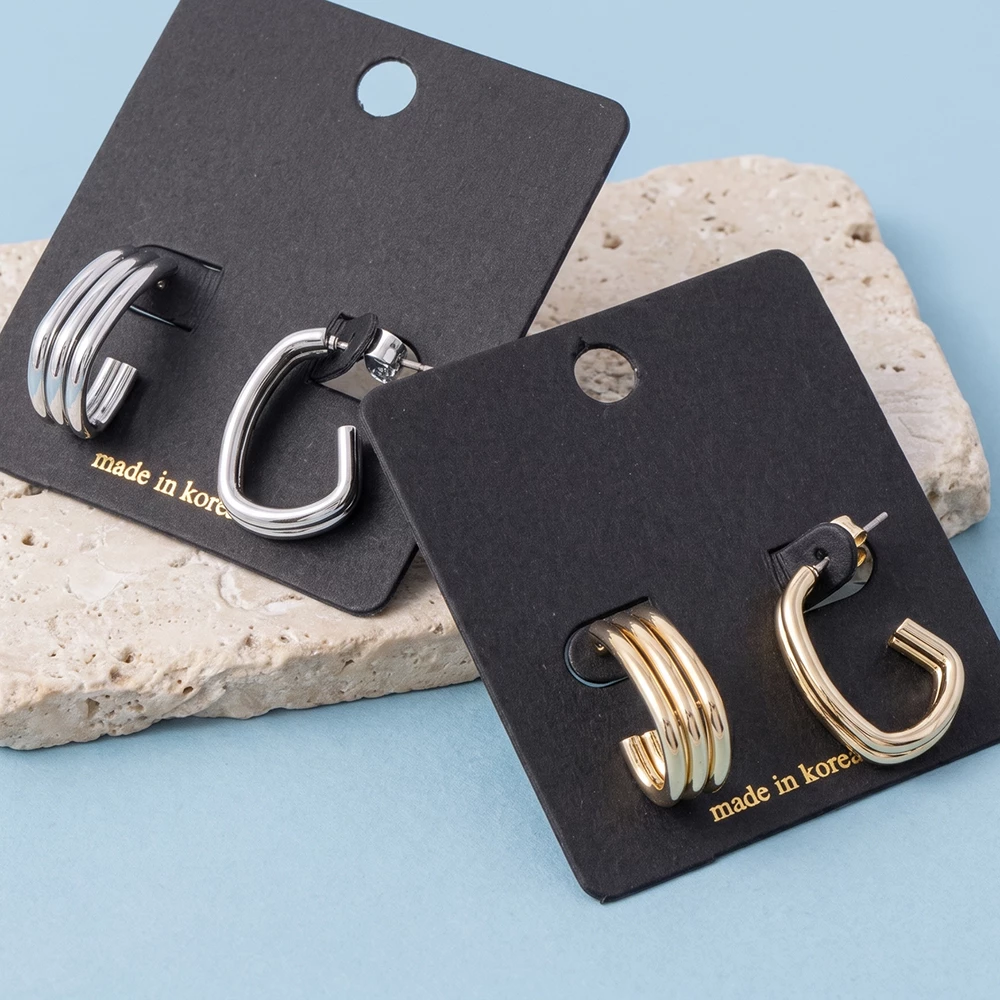 Triple Bar Squared Open Hoop Earrings