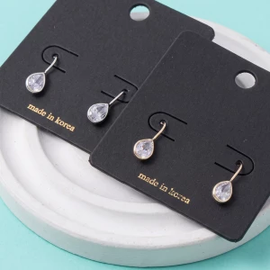 Teardrop Cz Bezel Drop Earrings